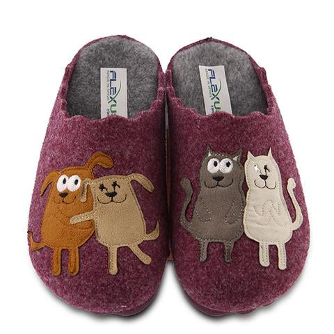 Women's Spring Step | Flex Us Petlove Dog Cat Slippers | Bordeaux