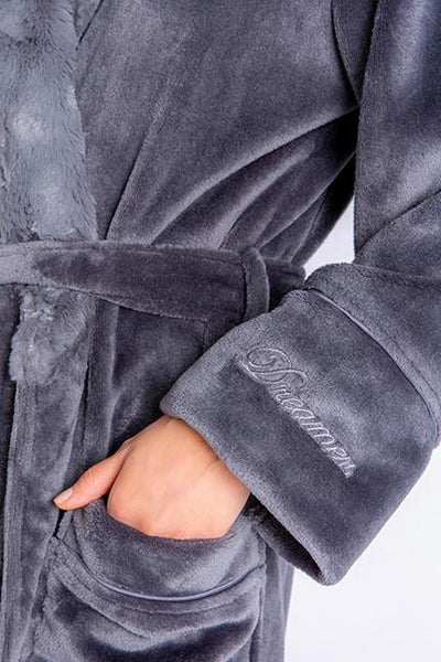 Women's PJ Salvage | Luxe Plush Robe with Tie Belt | Charcoal