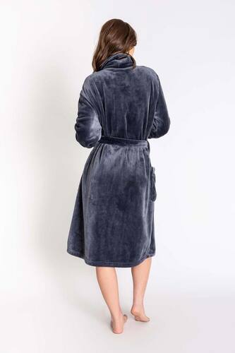 Women's PJ Salvage | Luxe Plush Robe with Tie Belt | Charcoal