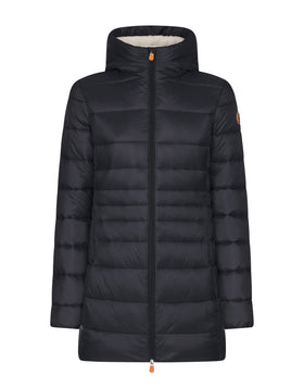 Women's Save the Duck | Giga Hooded Coat with Faux Lambskin Lining