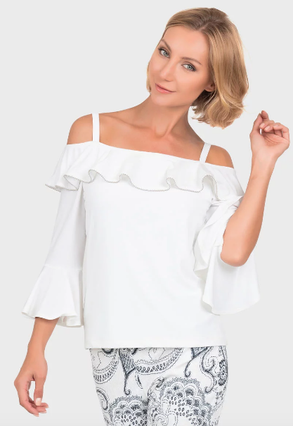 White cold shoulder sales blouse