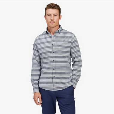 Mizzen and Main | City Flannel | Navy Horizontal Stripe