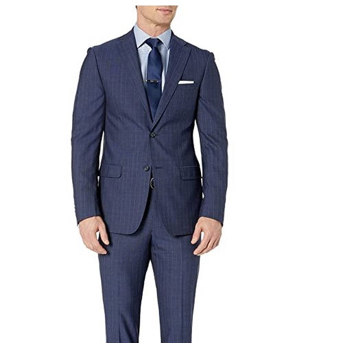 DKNY Men's Stripe Wool Slim-Fit Suit, Blue, Men's, 42S DKNY Men's Stripe Wool Slim-Fit Suit, Blue, Men's, 42S