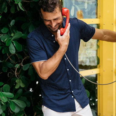 Men's Mizzen + Main | Spinnaker  | Navy White Dot Print