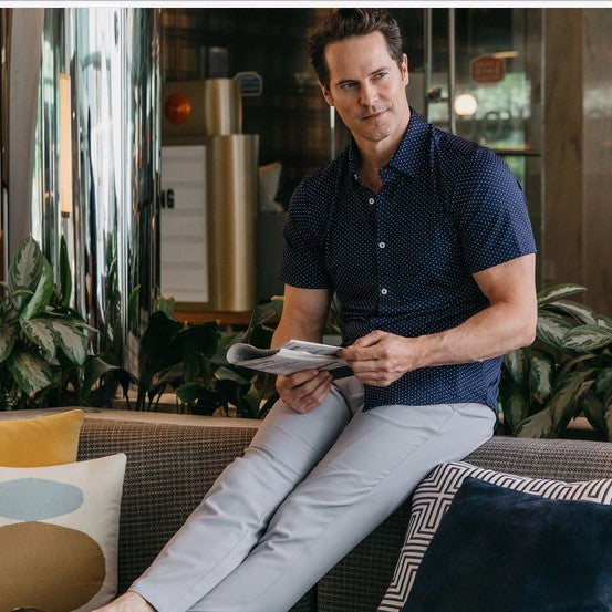 Men's Mizzen + Main | Spinnaker  | Navy White Dot Print