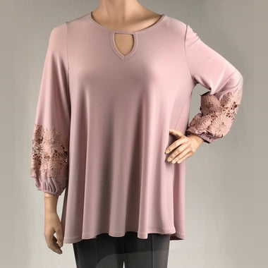 Women's Joseph Ribkoff | Style 183199 Fanciful Cut Out Sleeve Blouse | Mauve
