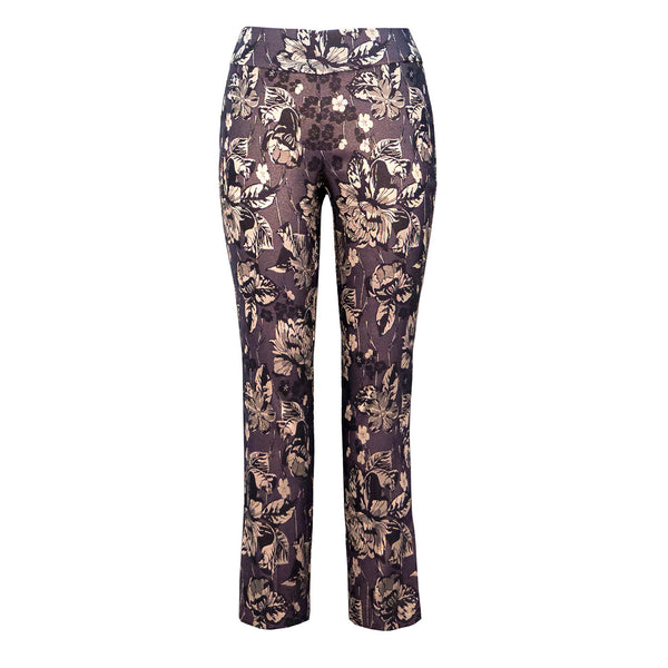 Women's Up! | Tinsel Slimming Pull on Ankle Pants | Multi Gold
