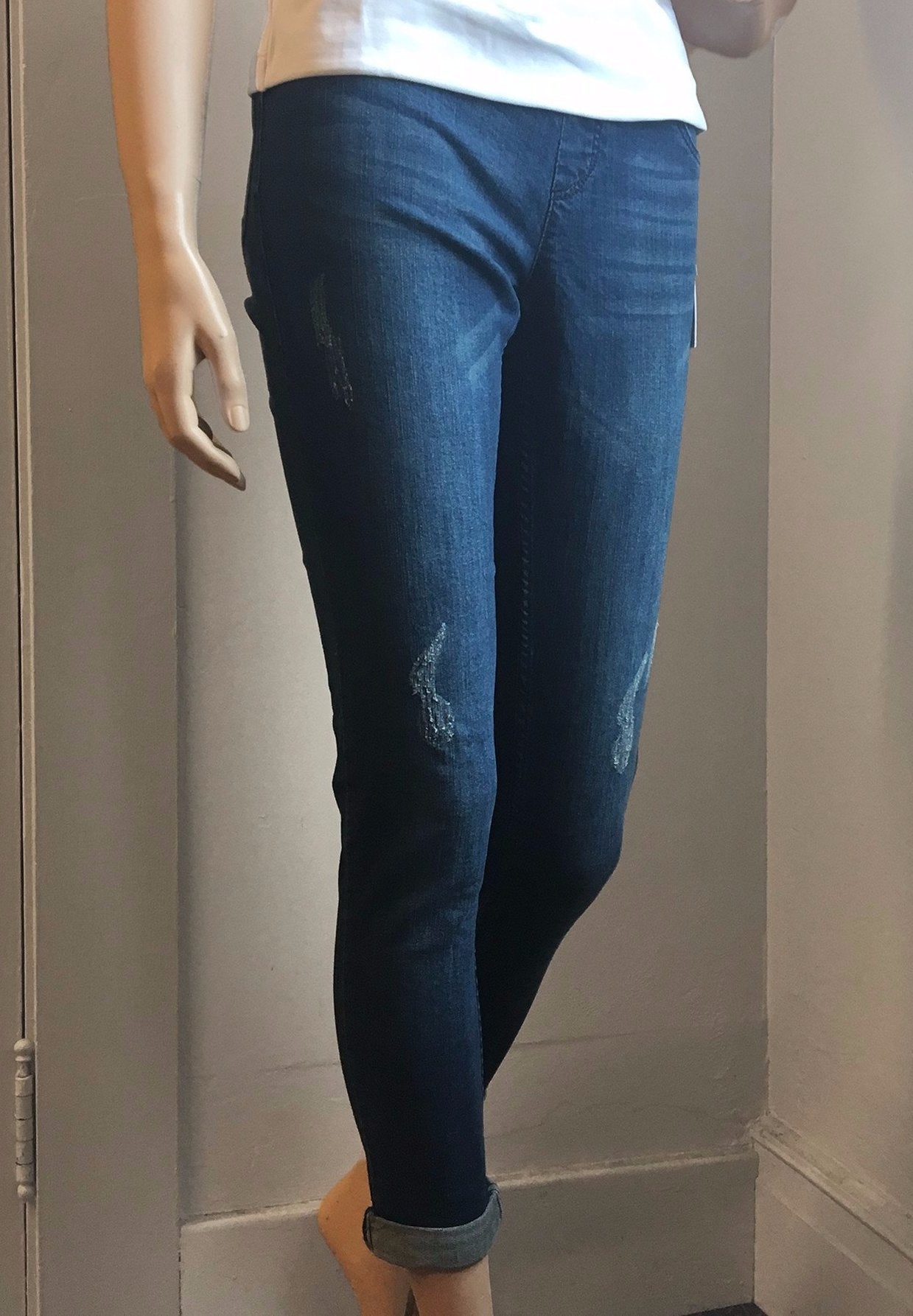 Women's Up! | Blue Jean Pull On Cotton Blend Pants | Blue