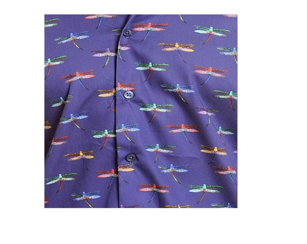 Men's Mizumi | Dragonfly Print Shirt | Purple M1011