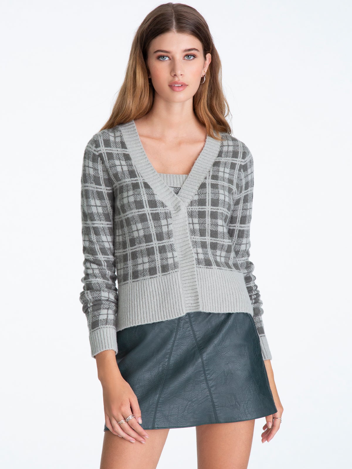 Plaid cropped shop sweater