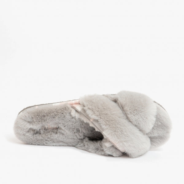 Women's Barbour | Lottie Mule Slippers | Grey/Pink Tartan