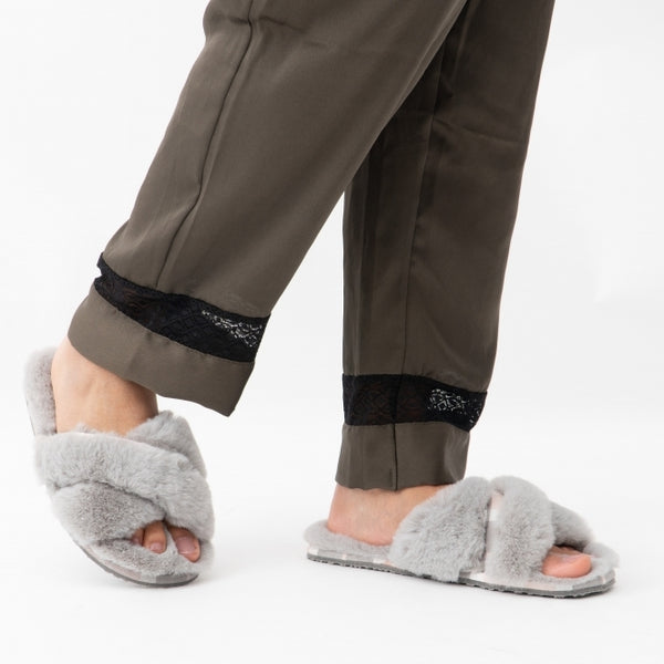 Women's Barbour | Lottie Mule Slippers | Grey/Pink Tartan