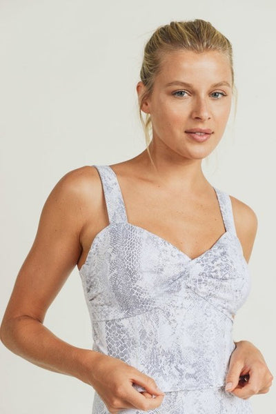 Women's Mono B | Snake Print Top with Adjustable Straps | Silver