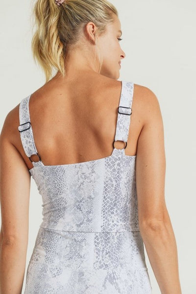 Women's Mono B | Snake Print Top with Adjustable Straps | Silver