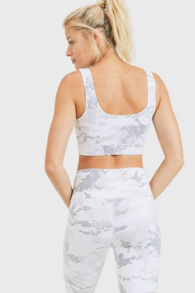 Women's Mono B | Ice Camo Sports Bra | Grey and White