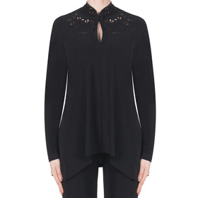 Women's Joseph Ribkoff | Style 183219 Tunic with Cut Out Front Trim | Black-FLCrooks.com