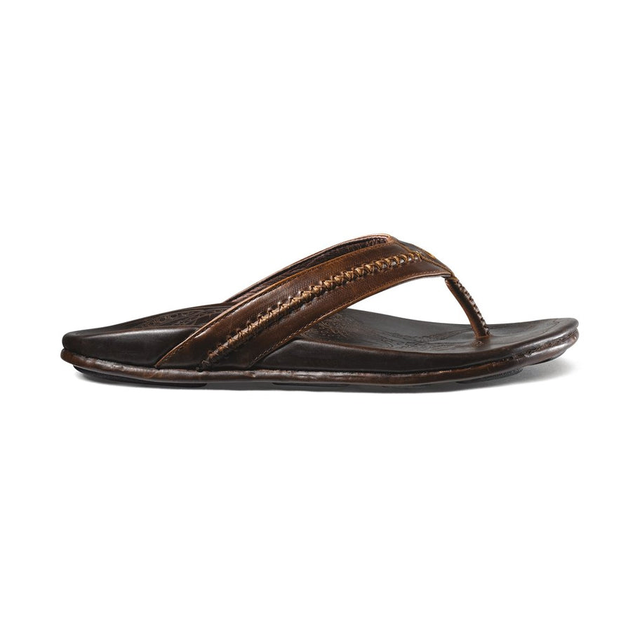 Olukai Men's Hokua Sandal - Dark Java Color - Water Resistant, Non-Slip Footbed, Non-Marking Outsole - Size 12