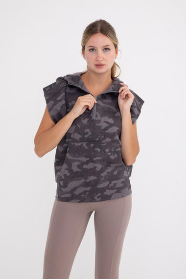 Women's Mono B | Camo Vest with Hood | Dark Camo Green