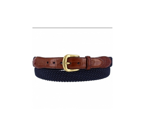Men's Brighton | Elastic Cord Croco Tab Taper Belt | Navy - FL Crooks