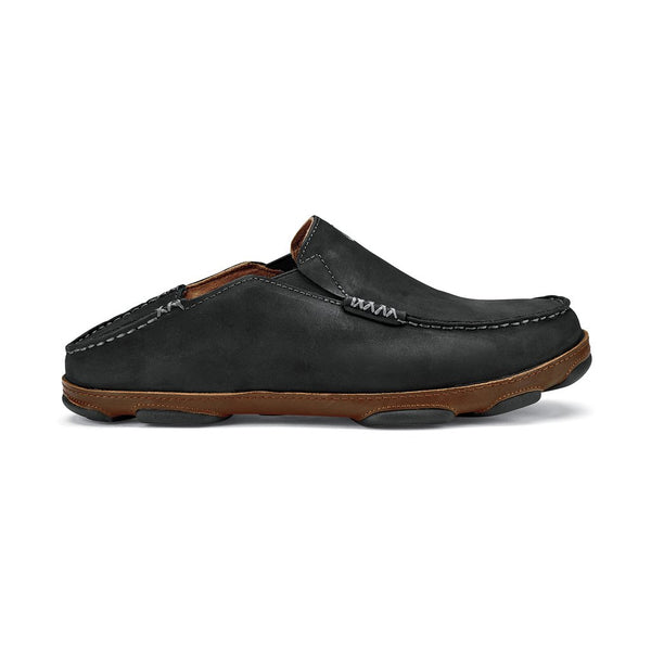 Men's Olukai | Moloā Leather Slip On Shoe | Black - FL Crooks