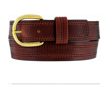 Men's Brighton | X Stitching Oiltan Belt | Brown - FL Crooks