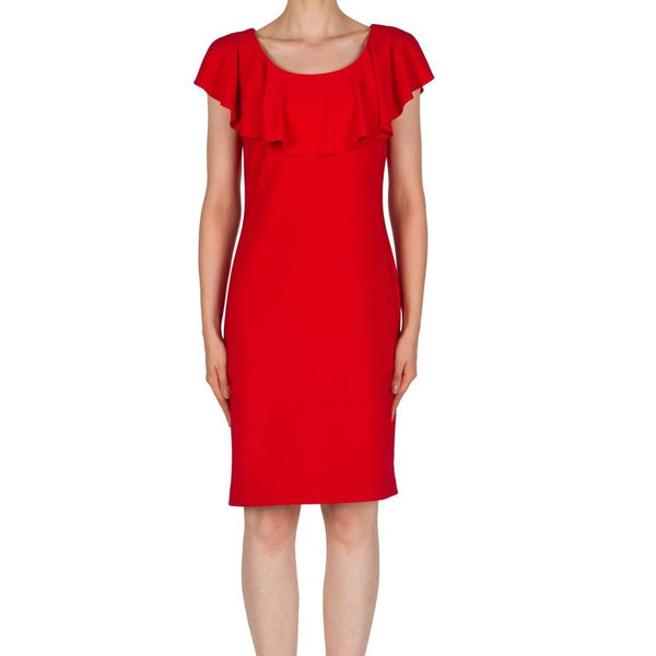 Women's Joseph Ribkoff | Style 181022 Ruffled Neckline Dress | Red