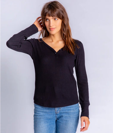 Women's PJ Salvage | Textured Lounge Long Sleeve Top | Black