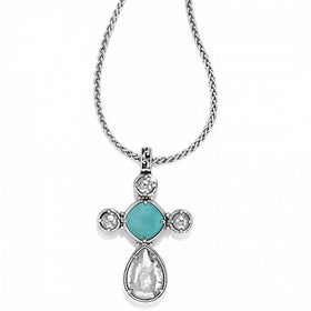 Women's Brighton | Graceful Cross Turquoise Long Necklace | Silver