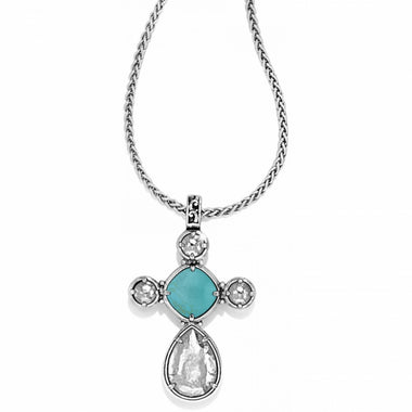 Women's Brighton | Graceful Cross Turquoise Long Necklace | Silver