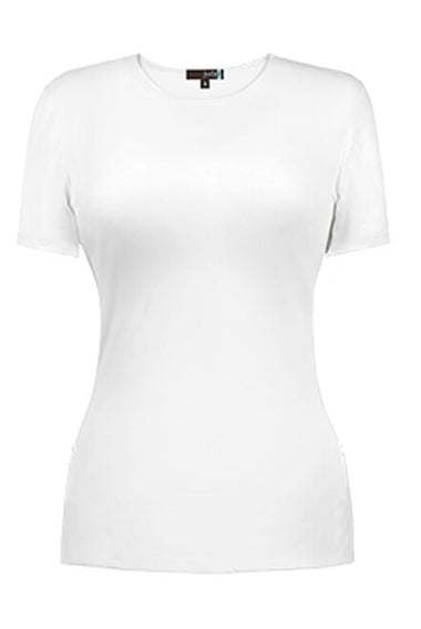 Women's Judy P | Jewel Neck Short Sleeve Top | White