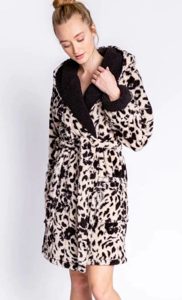 Women's PJ Salvage | Plush Hooded Robe with Tie Belt | Champagne